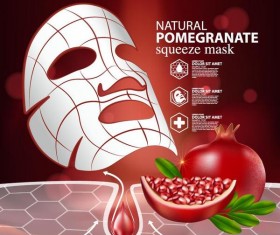Pomegranate squeeze mask advertising poster vector 02