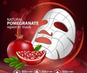 Pomegranate squeeze mask advertising poster vector 03