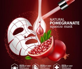 Pomegranate squeeze mask advertising poster vector 04