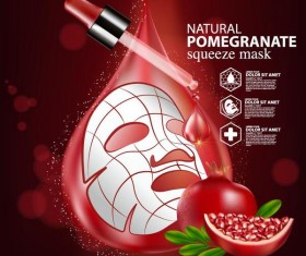 Pomegranate squeeze mask advertising poster vector 05