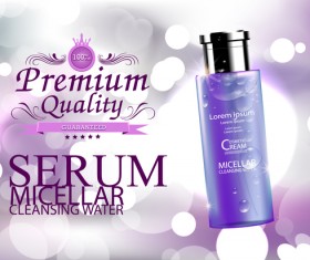 Purple cosmetic adv poster template vector