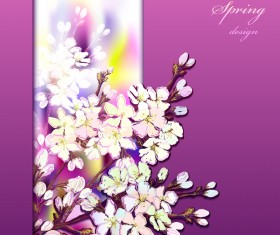 Purple spring card with flower vectors 01