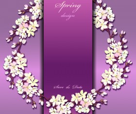 Purple spring card with flower vectors 02