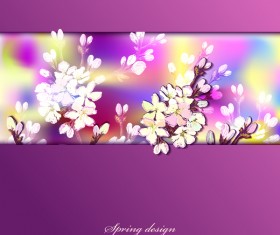 Purple spring card with flower vectors 03
