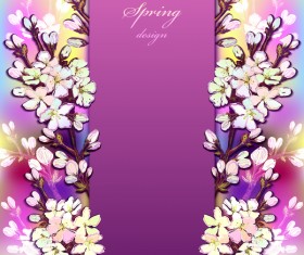 Purple spring card with flower vectors 04