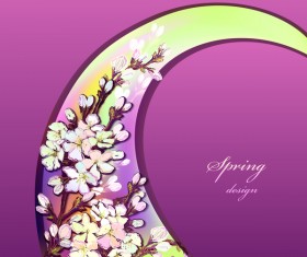 Purple spring card with flower vectors 05