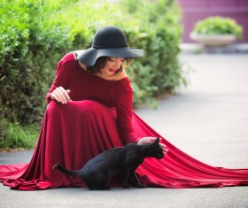 Raise pet cat girl Stock Photo 04