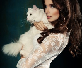 Raise pet cat girl Stock Photo 07