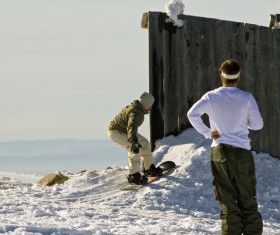 Ramp skiing Stock Photo
