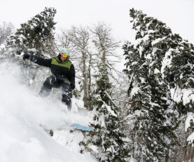 Ramp speed skiing Stock Photo