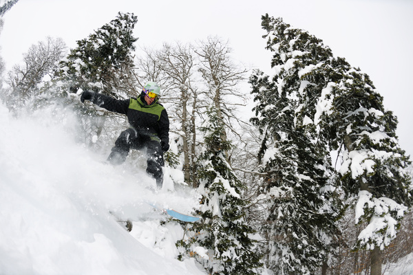 Ramp speed skiing Stock Photo