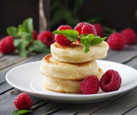 Raspberry and pancake Stock Photo