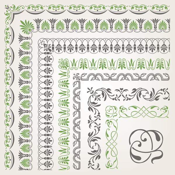 Rector corner decorative seamless border vector 01