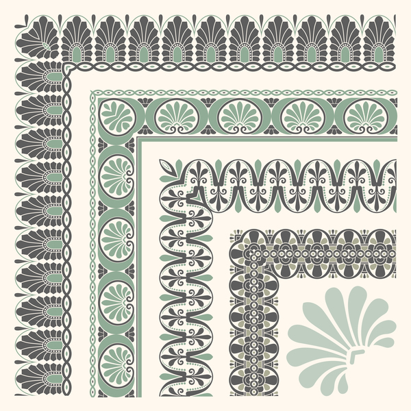 Rector corner decorative seamless border vector 04