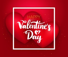 Red heart shape with red valentine card vector