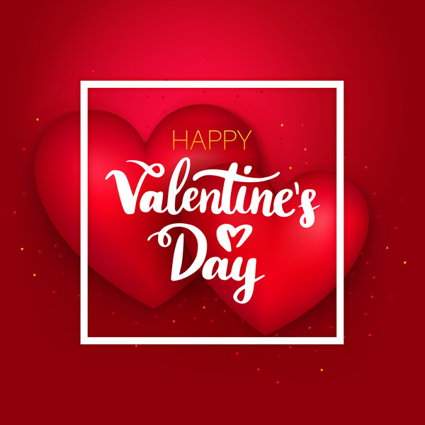 Red heart shape with red valentine card vector