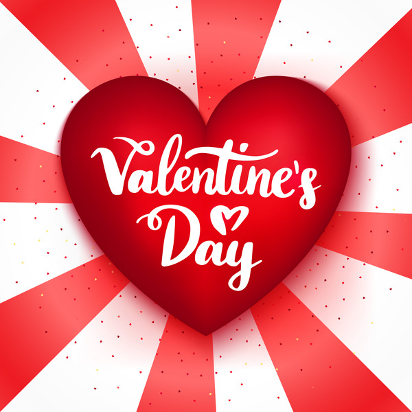 Red heart shape with valentine background vector