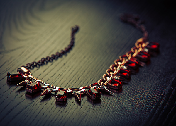 Red jewelry necklace Stock Photo