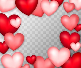 Red with pink heart shape frame vector