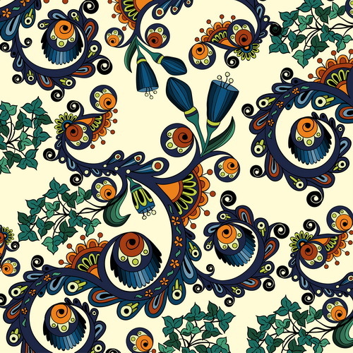 Retro floral decorative pattern seamless vector 01