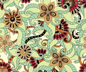 Retro floral decorative pattern seamless vector 07