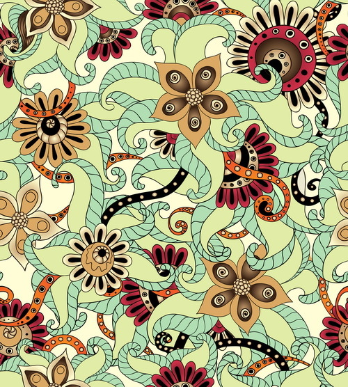 Retro floral decorative pattern seamless vector 07