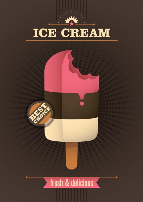 Retro ice cream poster template vector 01