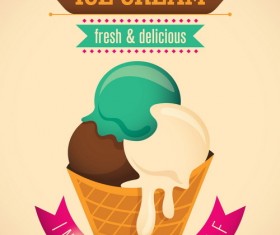 Retro ice cream poster template vector 02