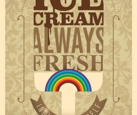 Retro ice cream poster template vector 03
