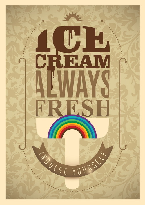 Retro ice cream poster template vector 03