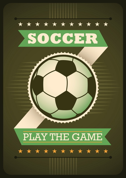 Retro soccer poster template vector 01