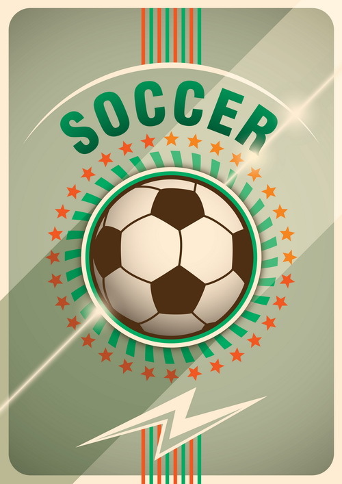 Retro soccer poster template vector 02