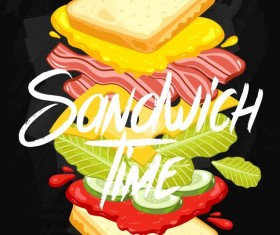 Sandwich ingredients infographic vector 01