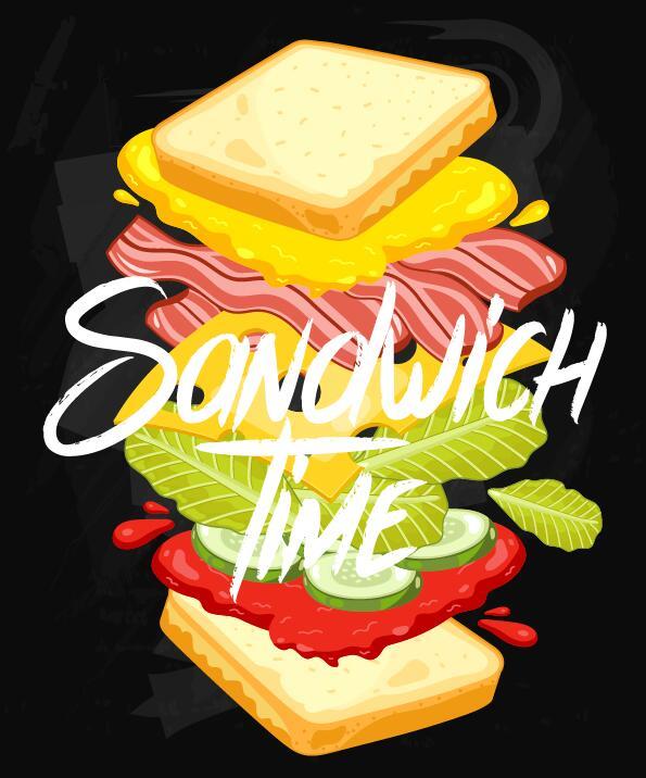 Sandwich ingredients infographic vector 01