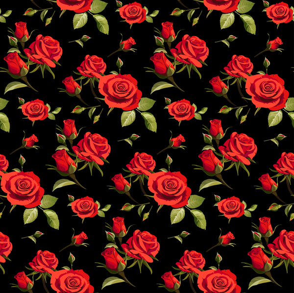 Seamless rose pattern vector material 04