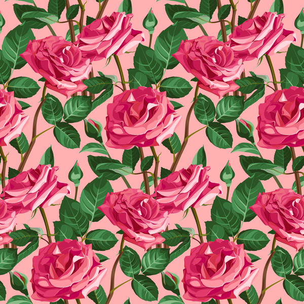 Seamless rose pattern vector material 08