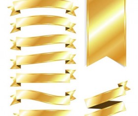 Shining golden ribbon vector set 01