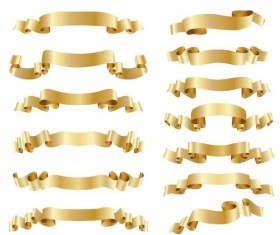 Shining golden ribbon vector set 02