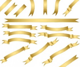 Shining golden ribbon vector set 03