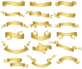 Shining golden ribbon vector set 04