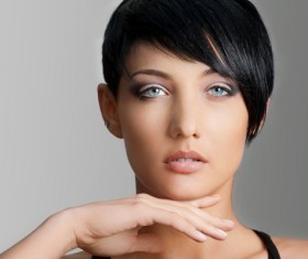 Short black hair Healthy girl Stock Photo