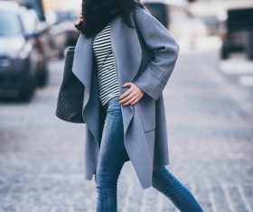 Snapshot fashion street girl Stock Photo