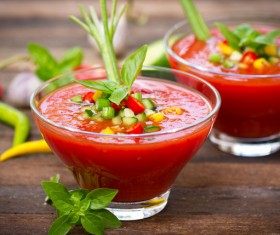 Spanish tomato cold soup Stock Photo 01