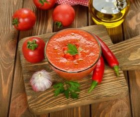 Spanish tomato cold soup Stock Photo 02