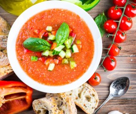 Spanish tomato cold soup Stock Photo 03