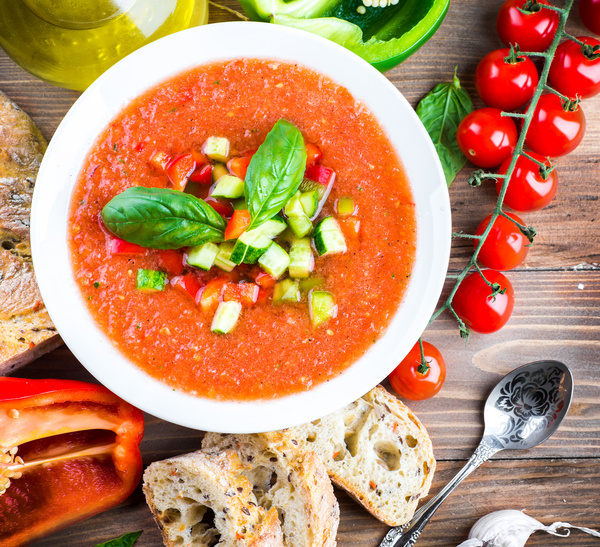 Spanish tomato cold soup Stock Photo 03
