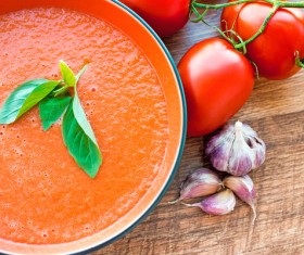 Spanish tomato cold soup Stock Photo 04