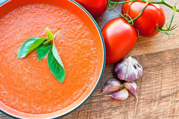 Spanish tomato cold soup Stock Photo 04