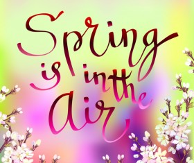 Spring blurs background with blue flower vector 02