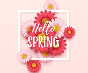 Spring frame with color flower vector 01